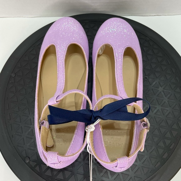 Janie and Jack Lavender Shimmer T Strap Flats - Picture 2 of 7